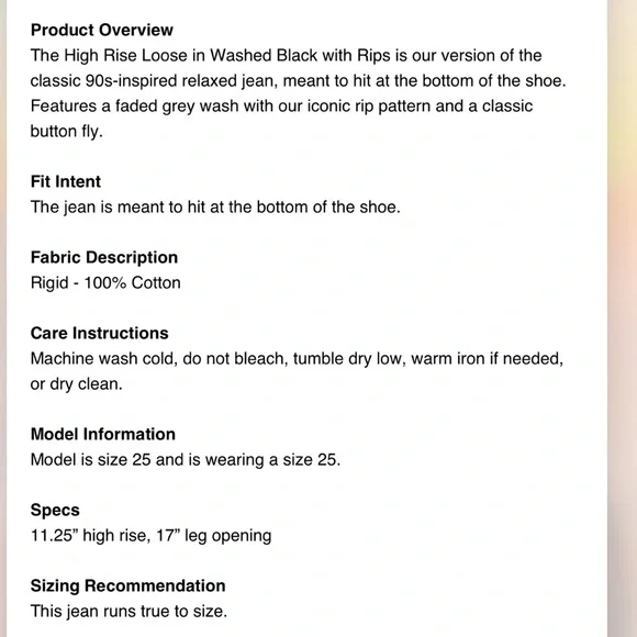 RE/DONE**Washed Black 90’s High Rise Loose Jeans**Size 28 $285 BNWT - Picture 7 of 8